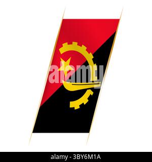 Angola flag in the form of a banner with waving effect and shadow. Modern vector design. Stock Vector