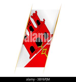 Gibraltar flag in the form of a banner with waving effect and shadow. Modern vector design. Stock Vector