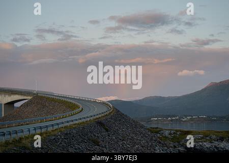 Remarkable bridge of the Atlantic Ocean Road - one of Norway's most famous road trips. Stock Photo