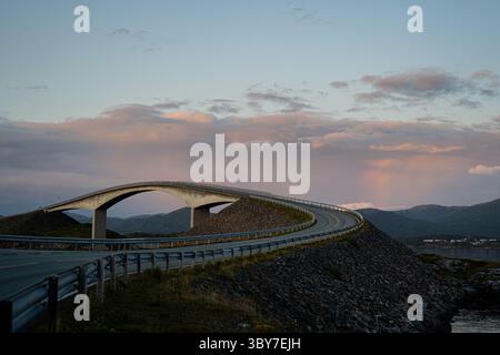 Remarkable bridge of the Atlantic Ocean Road - one of Norway's most famous road trips. Stock Photo