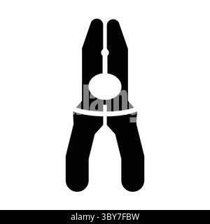A sleek black and white icon of pliers perfect for representing tools, repairs, and craft activities in modern graphic design projects. Stock Vector