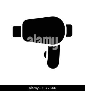 A minimalist silhouette of a handheld hair dryer, perfect for beauty and personal care themes. Ideal for showcasing hair care routines or styling tool Stock Vector