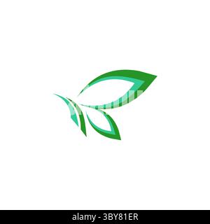beauty butterfly logo symbol icon, green leaves concept butterfly logo symbol icon vector design Stock Vector