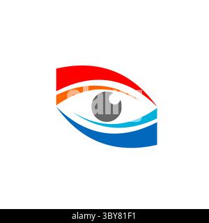 eye vision logo symbol icon, red blue eye vision vector design logo concept, eye illustration symbol icon vector design Stock Vector