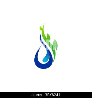 waterdrop and plant ecology logo, water drop and plants logo symbol icon vector design Stock Vector