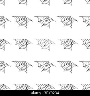 Halloween seamless pattern in hand draw style. Spider web. Cute wallpaper for your creativity. Print for design, textile, fabric Stock Vector