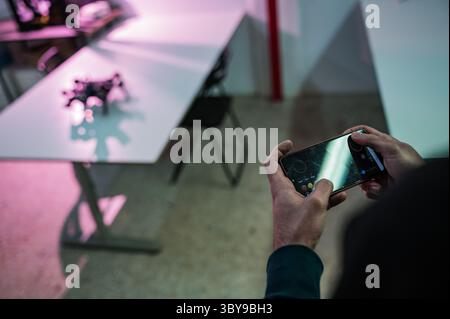 January 27, 2022, Zaragoza, Aragon, Spain Spain: Remote controlled 3D printed robot at Zaragoza MakerSpace, Spain (Credit Image: © Nano Calvo/VW Pics via ZUMA Press Wire) Stock Photo