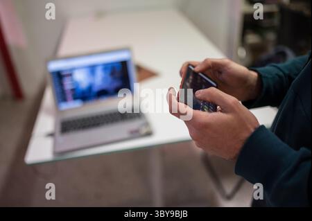 January 27, 2022, Zaragoza, Aragon, Spain Spain: Remote controlled 3D printed robot at Zaragoza MakerSpace, Spain (Credit Image: © Nano Calvo/VW Pics via ZUMA Press Wire) Stock Photo