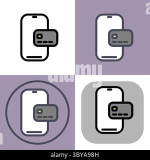 Smartphone with bank card symbol -payments, payment methods, contact-less payment and digital payment icon. Stock Vector