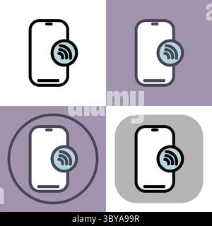 Smartphone with near field communication symbol -payments, payment methods, contact-less payment and digital payment icon. Stock Vector
