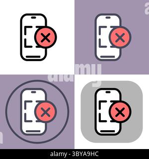 Smartphone declined payment symbol -payments, payment methods, contact-less payment and digital payment icon. Stock Vector