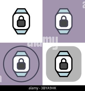 Smartwatch with secured payment symbol -payments, payment methods, contact-less payment and digital payment icon. Stock Vector