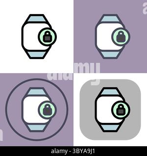 Smartwatch with secured payment symbol -payments, payment methods, contact-less payment and digital payment icon. Stock Vector
