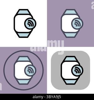 Smartwatch with near field communication symbol -payments, payment methods, contact-less payment and digital payment icon. Stock Vector