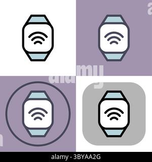 Smartwatch with near field communication symbol -payments, payment methods, contact-less payment and digital payment icon. Stock Vector