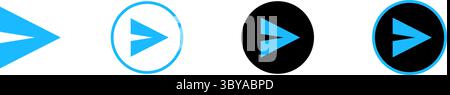 A collection of four distinct icons, each featuring a bright blue play symbol. The icons vary in presentation, including a plain symbol, a symbol with Stock Vector