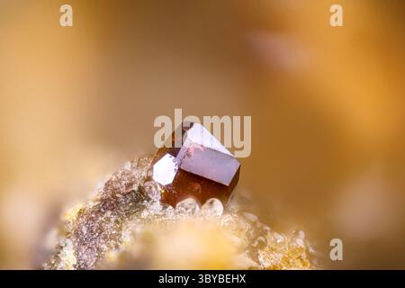 Red Andradite garnet. Specimen from Emmelberg, üdersdorf, Germany. Micro photography extreme close-up. microscope mineral crystal photography Stock Photo
