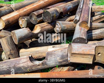 Remains of an old log building Stock Photo - Alamy