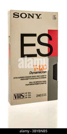 Winneconne, WI - 3 July 2025: A package of VHS Sony ES video cassette on an isolated background. Stock Photo