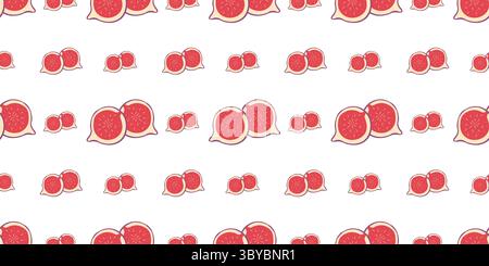 Autumn nature pattern with figs. Hand drawn seamless vector for digital use and print products Stock Vector
