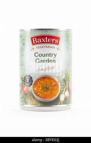 A studio shot of a tin of Baxters country garden soup on a white background. Stock Photo