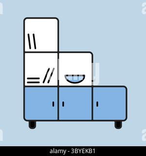Office cabinet with folders and shelves for document storage organizing vector icon. Graph symbol for furniture, web site and apps design, logo, app, Stock Vector