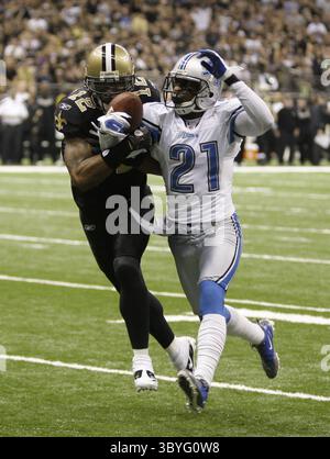Dec. 4, 2011 - New Orleans, LA, USA - Detroit Lions Eric Wright pushed the ball out of the hands of New Orleans Saints Marques Colston, left, in the first quarter in New Orleans, Louisiana, Sunday, December 4, 2011. (Credit Image: © Julian H. Gonzalez/Detroit Free Press via ZUMA Press Wire) Stock Photo