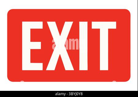 Emergency EXIT Sign – Red Rectangle with Bold White Lettering, Used for Fire Safety, Building Exits, Evacuation Routes, and Public Area Directional Si Stock Vector