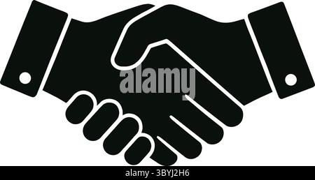 Black and White Silhouette Illustration of a Handshake Stock Vector