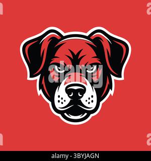 A striking graphic illustration of a dog's head featuring bold lines and a modern color palette. Stock Vector