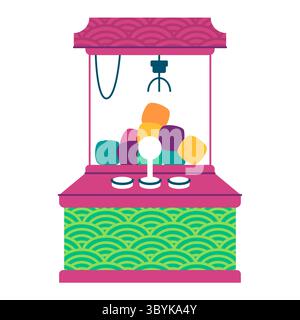 Claw machine crane game machine designed for players to try and grab prizes vector illustration Stock Vector