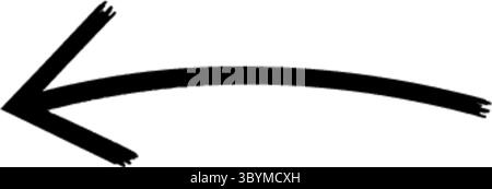 A simple, hand-drawn black arrow with a slightly curved shaft, pointing to the left on a clean white background. Stock Vector