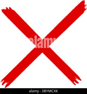 A prominent, hand-drawn red X mark is centered on a clean white background, suggesting negation or cancellation. Stock Vector
