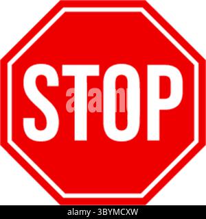A classic red octagonal stop sign with the word STOP in white lettering, isolated on a white background. Clear and universally recognized. Stock Vector
