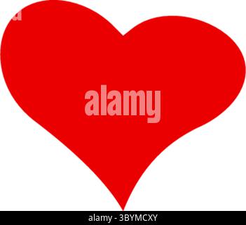 A bright red, hand-drawn style heart symbol with a slightly textured appearance, isolated on a clean white background. Stock Vector