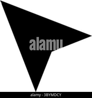 A sharp, black pointer arrow icon is displayed against a stark white background, suggesting a cursor or selection tool. Stock Vector