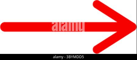 A bright red arrow points to the right, isolated on a clean white background. It's a clear directional indicator. Stock Vector