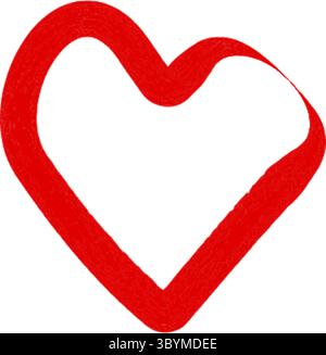 A single, bold red line forms a hand-drawn heart shape, isolated on a clean white background. Stock Vector