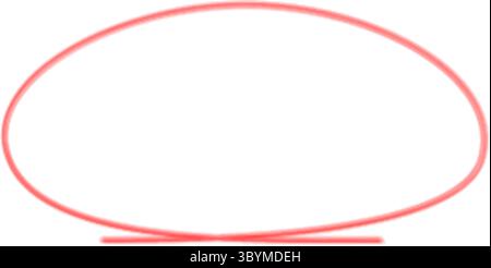 A minimalist graphic featuring a thin, incomplete red circle outline with a short horizontal line underneath it on a white background. Stock Vector
