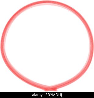 A bright red, thin circular line is centered on a clean white background. The circle is perfectly round and has a consistent thickness. Stock Vector
