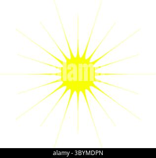 Bright yellow sun shining on a white background Stock Vector