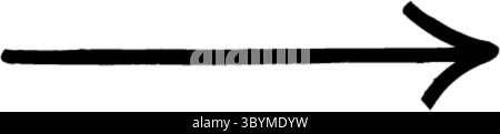 A rough, hand-drawn black arrow with a thick shaft and a pointed head indicating direction to the right. Stock Vector