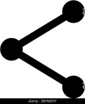 A minimalist black icon with three connected nodes, suggesting a network, sharing, or data flow. Clean and modern design. Stock Vector