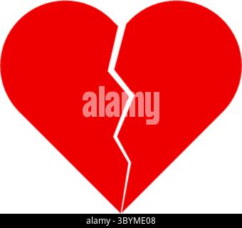 This is a graphic representation of a broken heart, symbolizing sadness, loss, or a relationship ending. The stark contrast emphasizes the damage. Stock Vector
