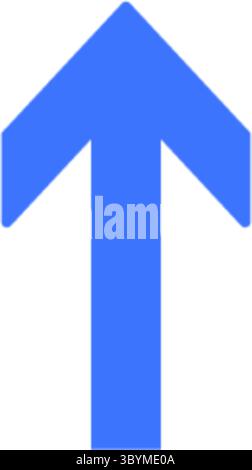 A clean, solid blue arrow pointing directly upwards against a stark white background. The arrow is a bold, flat design. Stock Vector