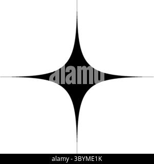 Four pointed star vector shape, isolated black color object, white ...