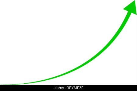 A bright green arrow curves upwards, indicating progress, success, and positive movement on a clean white background. Stock Vector