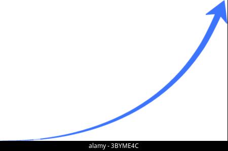 A clean, hand-drawn style blue arrow curves upwards and to the right, indicating progress or growth against a white background. Stock Vector