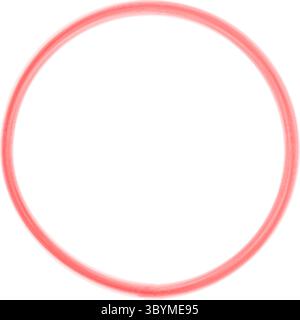 A perfectly round, thin red circle is centrally placed on a stark white background, creating a minimalist graphic. Stock Vector