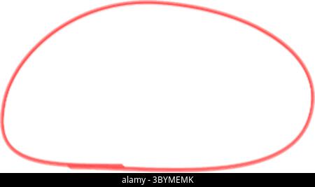 A minimalist illustration featuring a thin, hand-drawn red circular outline against a clean white background, suggesting simplicity and basic shapes. Stock Vector
